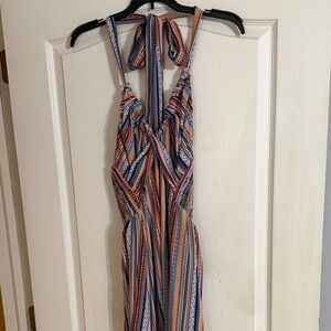 SHEIN Multicolor Striped Backless Dress